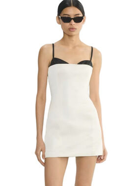 Aritzia Ten Hypnotize Satin Dress Satin bustier micro dress Birch SZ 4